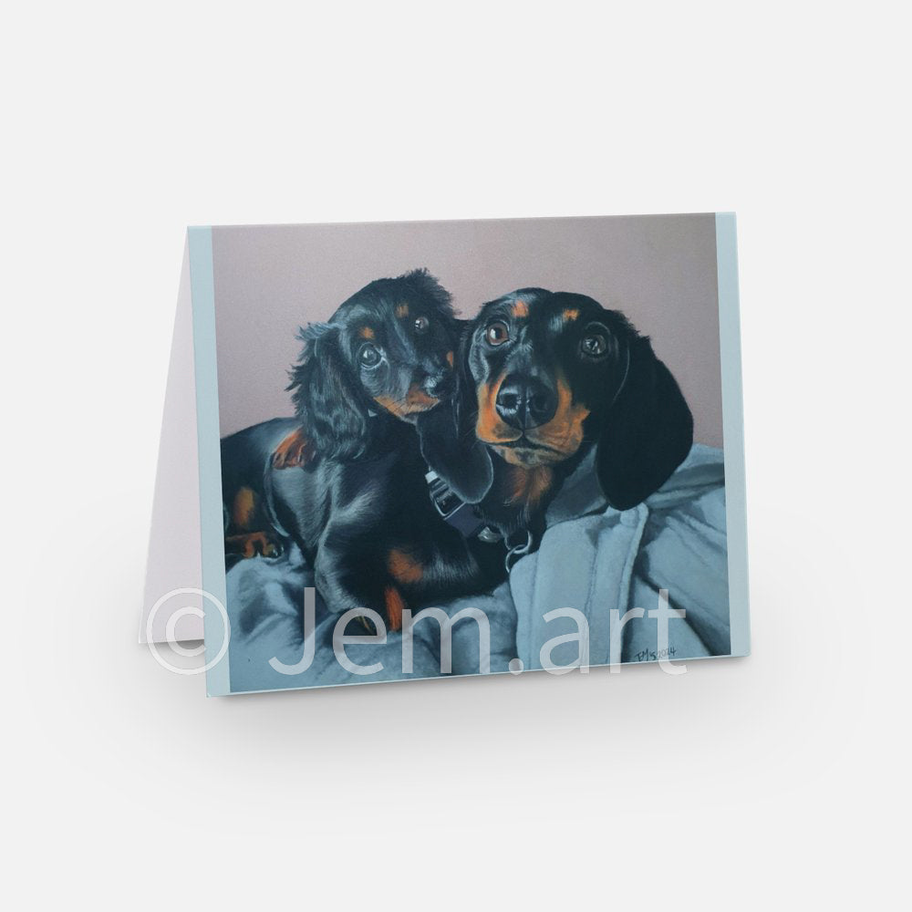 Animal Greeting Cards - The Mummy and Puppy Dachshund - Printed Australian Animals